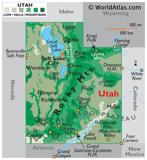 Map of Utah in USA